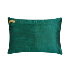 Royal Queen Gardens - Art Silk Royal Green Decorative Lumbar Pillow Cover
