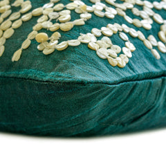 Royal Queen Gardens - Art Silk Royal Green Decorative Lumbar Pillow Cover