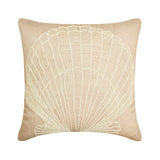 Scallop Shell - Mocha Cotton Linen Throw Pillow Cover
