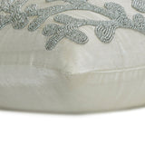 Silver Coral - Silver & White Art Silk Decorative Euro Sham