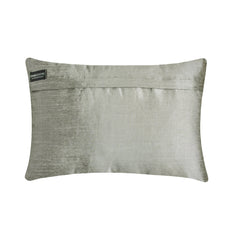 Silver Rose Garden - Art Silk Silver Decorative Lumbar Pillow Cover