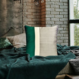 Splendour Green - Green & Grey Silk Throw Pillow Cover
