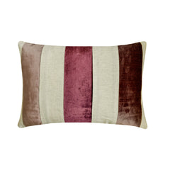 Swathe Berry - Maroon Velvet & Linen Lumbar Pillow Cover