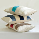 Swathe Turquoise - Blue Linen & Velvet Lumbar Pillow Cover