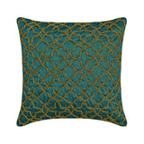 Teal Geometry - Teal Blue Art Silk Throw Pillow Cover