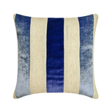 Velvet Band Blue - Blue Velvet & Linen Throw Pillow Cover