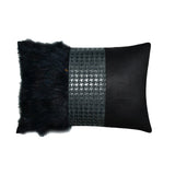 Wicked Black - Black Faux Leather & Suede Lumbar Cushion Cover