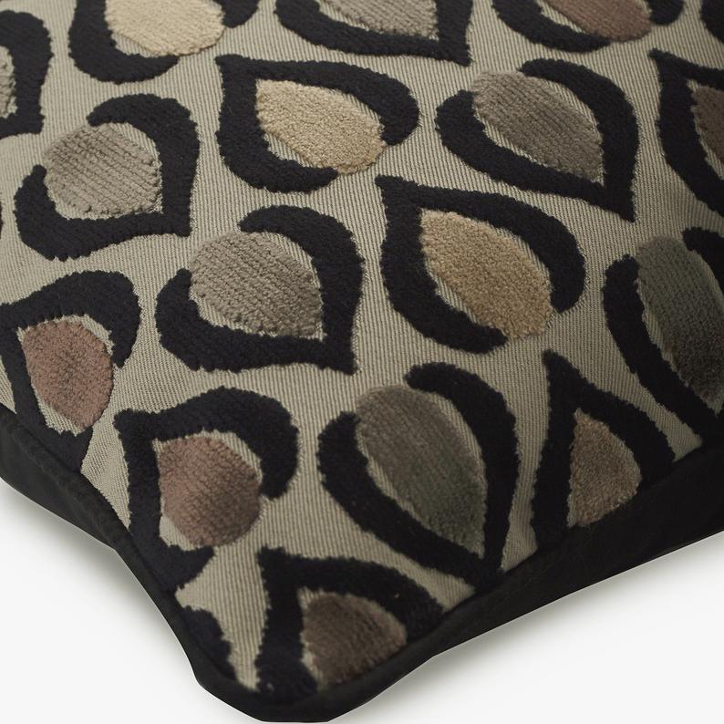 Abstract Deco - Brown Velvet Throw Pillow Cover