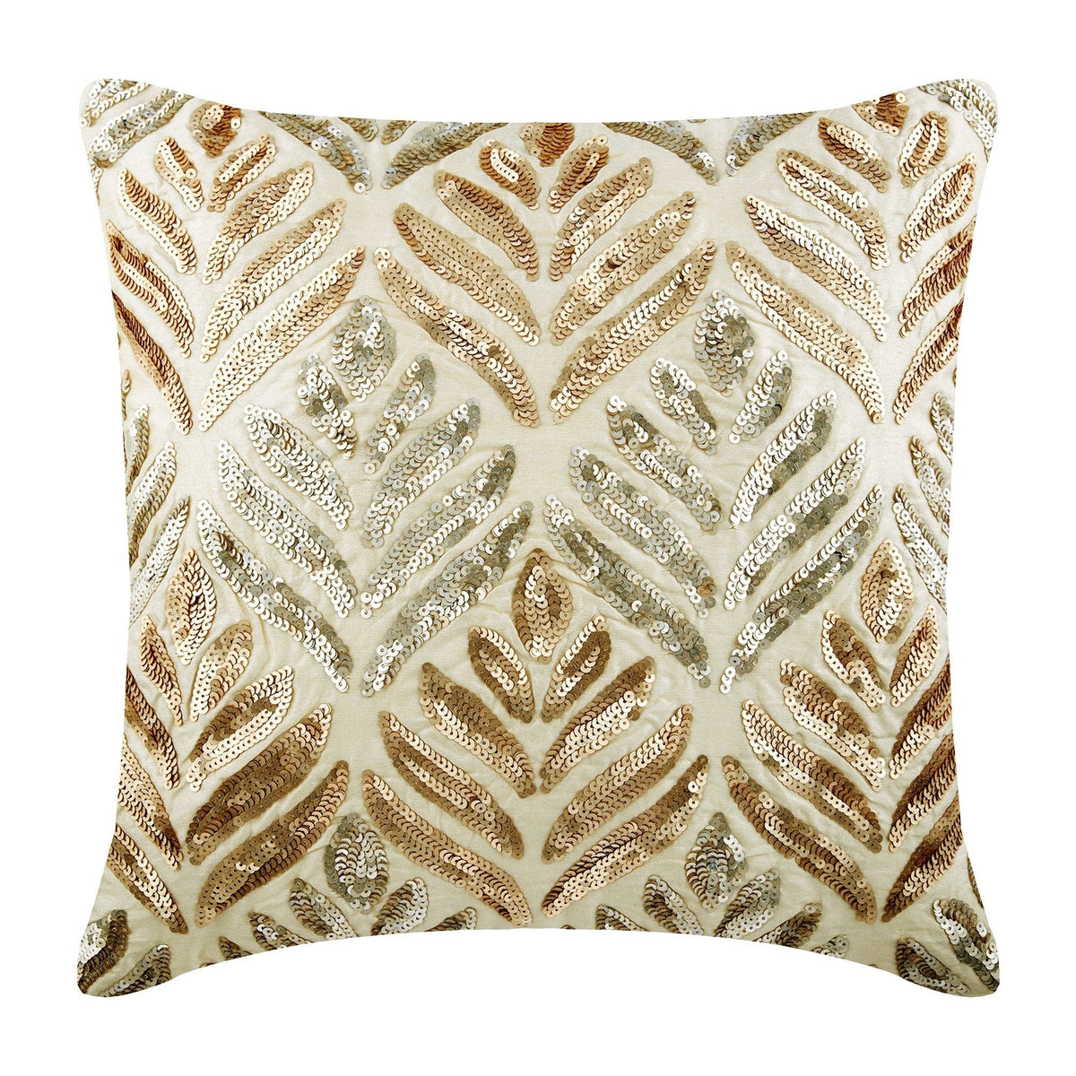 Ageing Copper Foil - Ivory Art Silk Decorative Euro Sham