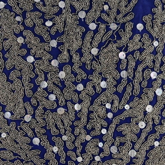 Along The Shore - Royal Blue Cotton Linen Throw Pillow Cover