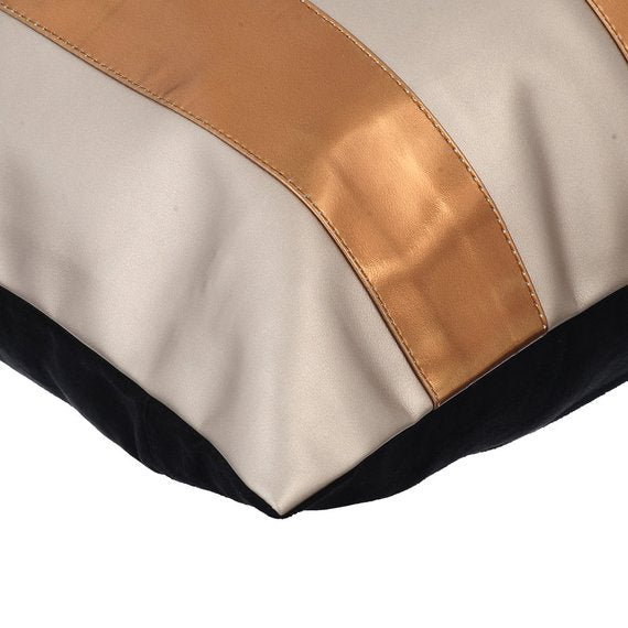 Alternating Bronzer - Copper Faux Leather Decorative Euro Sham