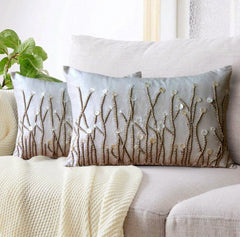 Amour - Art Silk Ivory Decorative Lumbar Cushion Cover