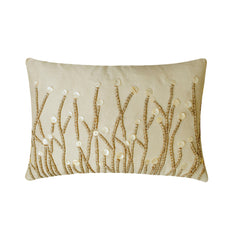 Amour - Art Silk Ivory Decorative Lumbar Cushion Cover