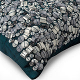 Antique Silver Treasure - Teal Blue Art Silk Throw Pillow Cover