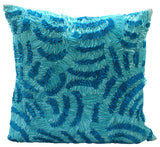 Aqua Ripples Blue Silk Throw Cushion Cover