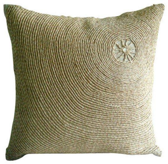 Jute Fetish - Brown Art Silk Throw Pillow Cover