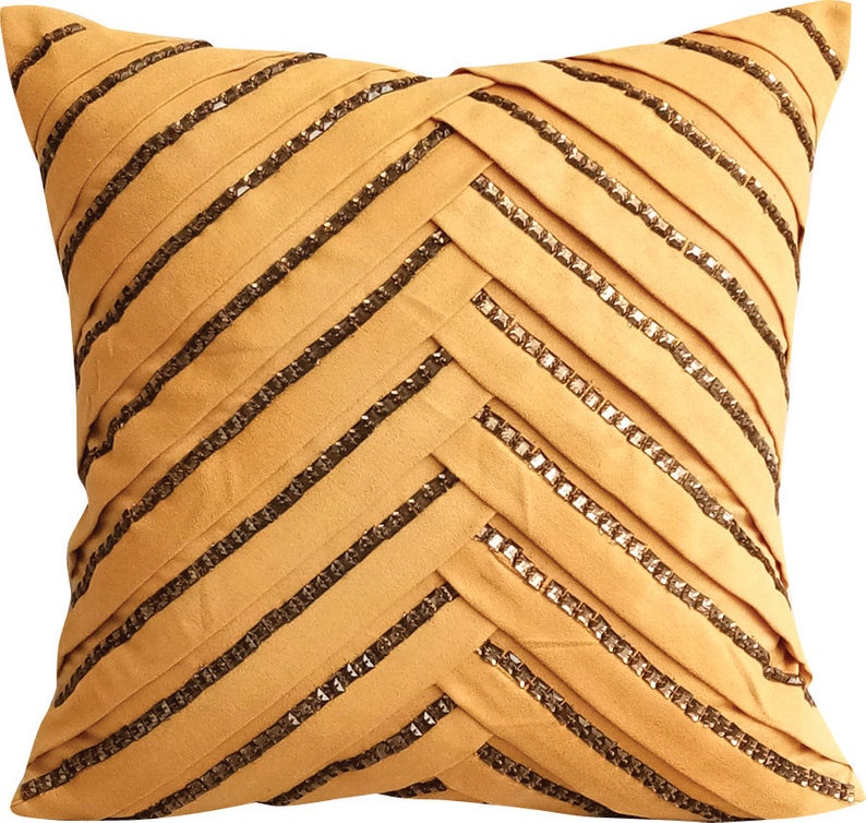Beige Crystalline Pillow Cover
