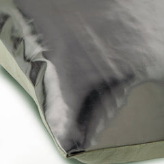 Better Half Charcoal Silver - Charcoal Gray Faux Leather Throw Pillow Cover