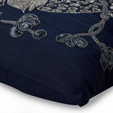 Birdy Flight - Navy Blue Art Silk Throw Pillow Cover