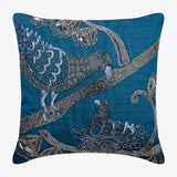 Birdy Love Blue Silk Throw Pillow Cover