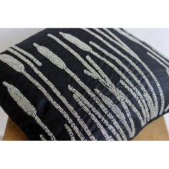 Black Beauty - Black Art Silk Decorative Euro Sham