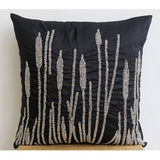 Black Beauty - Black Art Silk Throw Pillow Cover