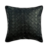 Black Leather Weave Pillow Cover