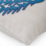 Blue Coral Treasure - White Linen Throw Cushion Cover
