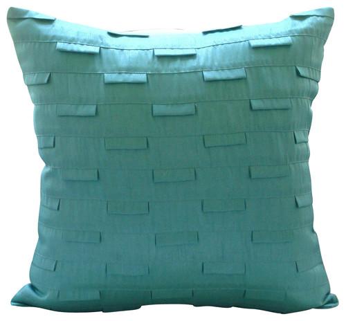 Blue Ocean - Aqua Blue Art Silk Decorative Euro Sham