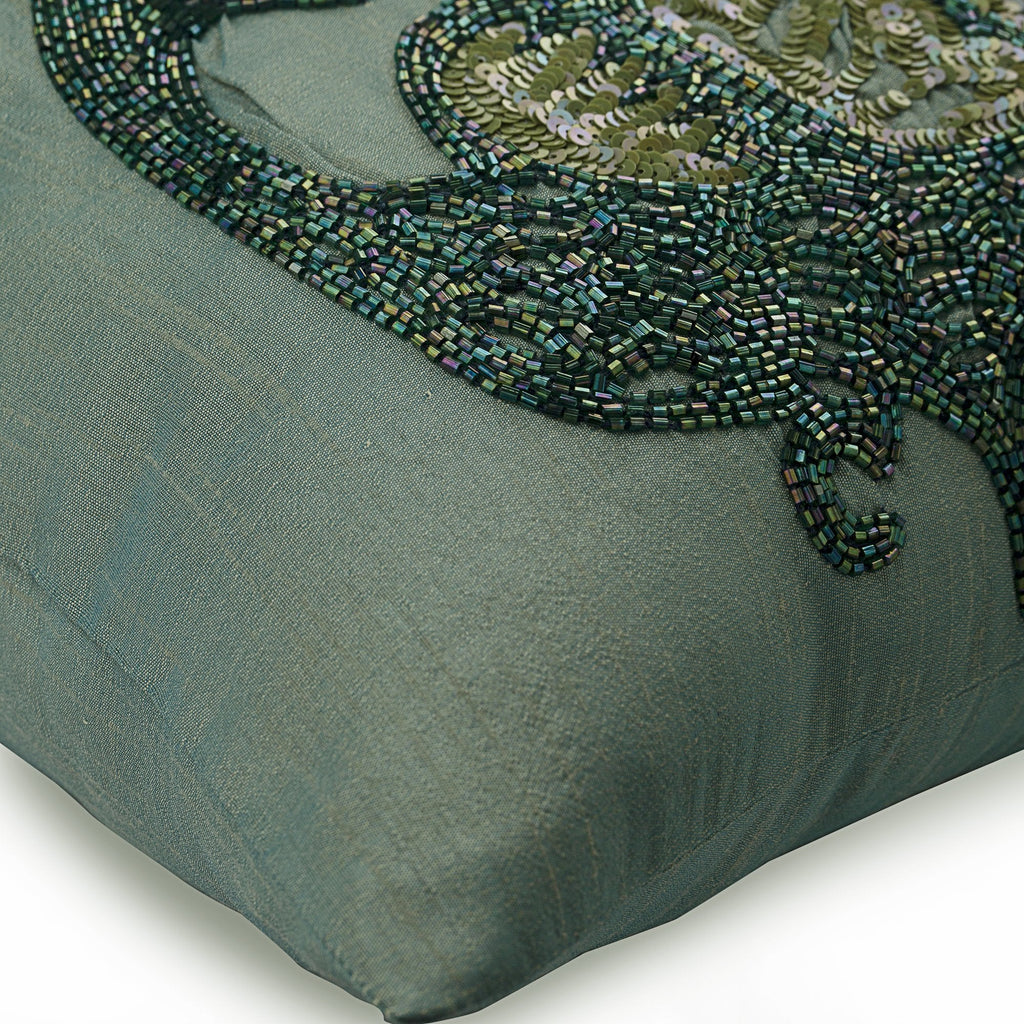 Peacock Glam Silk Euro Sham Cover