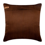 Blue Peacock - Brown Art Silk Throw Pillow Cover