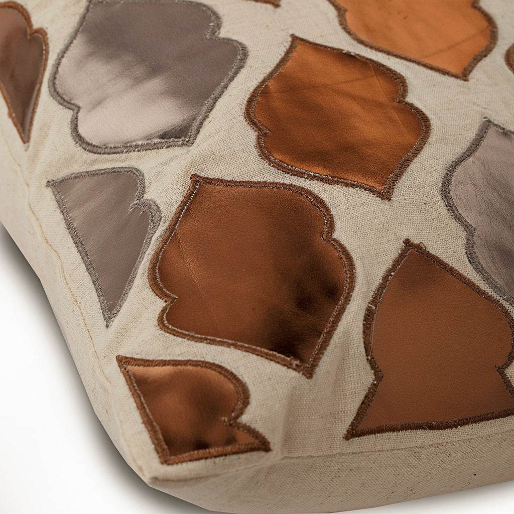 Brown Dwelling - Brown Faux Leather Throw Pillow Cover