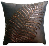 Brown Leaf Silk Throw Pillow Cover