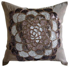 Brown Wildflower Silk Decorative Euro Sham