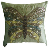 Butterfly Love - Pink Art Silk Decorative Euro Sham