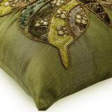 Butterfly Envy - Green Art Silk Throw Cushion Cover
