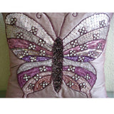 Butterfly Love - Pink Art Silk Throw Cushion Cover