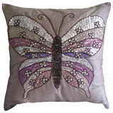 Butterfly Envy - Green Art Silk Decorative Euro Sham