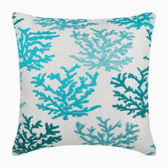 Caribbean Coast - Blue Cotton Linen Decorative Euro Sham