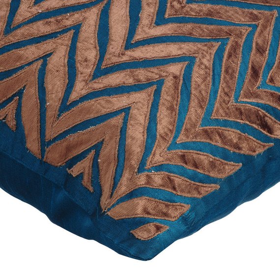 Arty Chevron - Navy Blue Art Silk Throw Pillow Cover