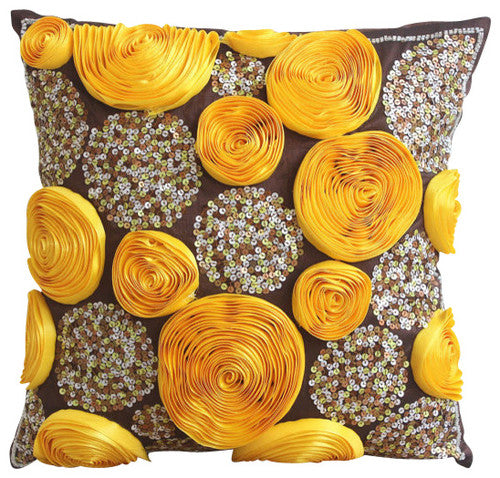 Chocolate Marigolds Pillow Cover