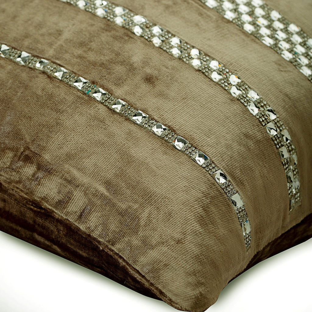 City Of Silver - Beige Velvet Throw Cushion  Cover