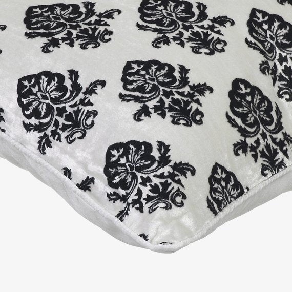 Classic Black Damask - White Velvet Decorative Euro Sham