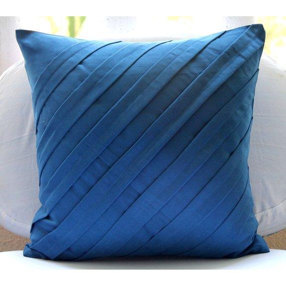 Contemporary Blue - Blue Faux Suede Decorative Euro Sham