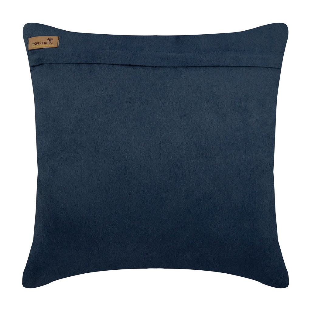 Contemporary Navy - Navy Blue Faux Suede Throw Pillow Cover