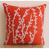 Coral Orange Willow - Coral Orange Art Silk Throw Pillow Cover
