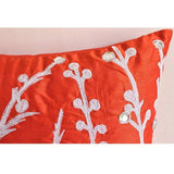Coral Orange Willow - Coral Orange Art Silk Decorative Euro Sham