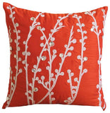 Coral Orange Willow - Coral Orange Art Silk Decorative Euro Sham