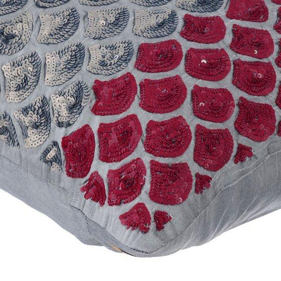 Cranberry Space - Gray Art Silk Decorative Euro Sham