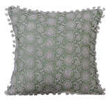 Crochet Rose - Pastel Green Cotton Linen Decorative Euro Sham